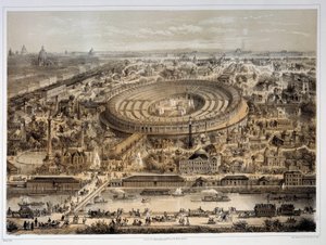 Panoramautsikt over verdensutstillingen i 1867 i Paris. Paris, Musee Carnavalet av Unknown artist