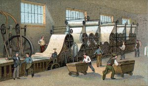 Papirproduksjon på 1800-tallet i Frankrike. Kromolitografi fra slutten av 1800-tallet av Unknown artist