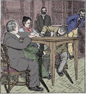 Paranormale fenomener: opplevelse av å heve et bord i Milano i 1892 i nærvær av mediet Eusapia Paladino og Cesare Lombroso (1835-1909) og Charles Richet (1835-1909). av Unknown artist