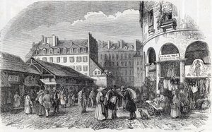 Paris, 3. arrondissement - La rotunde du Carreau du Temple i Paris på 1800-tallet - Gravering i "" Tableau-de-Paris"" av Edmond Texier av Unknown artist
