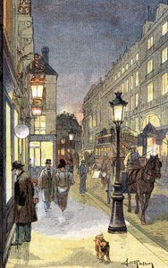 Paris by night, illustration late 19th century. av Unknown artist