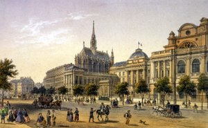 Paris: utsikt over Palais de Justice, gravering av 1. halvdel av 1800-tallet. av Unknown artist