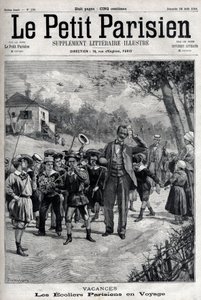 Parisiske skoleferier på tur til landsbygda. Gravering i "" Le Parisien"" av Unknown artist