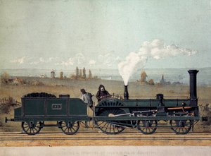 Passasjerlokomotiv og kullvogn fra Strasbourg Railway (Crampton-systemet) av Unknown artist