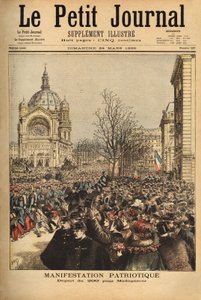 Patriotisk demonstrasjon i Paris, for starten av det 200. regimentet for Madagaskar. Gravering i "" Le petit journal"" 24/03/1895. Selvas samling. av Unknown artist