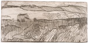 Stripete landskap (etsing) av Unknown artist
