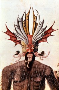 Fremførelse av Lucifer (djevel) i Dantes "Divina Commedia". 1300-talls manuskript. Trivulziana bibliotek, Milano. av Unknown artist