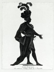 Fremførelse av den italienske kastraten Luigi Marchesi (1754 - 1829) også kjent som Marchesini-sang på teatret i San Benedetto. av Unknown artist