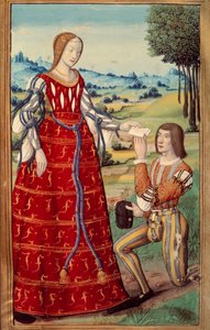 Phedre tar et brev til en miniatyrbudbringer fra en oversettelse av "" L