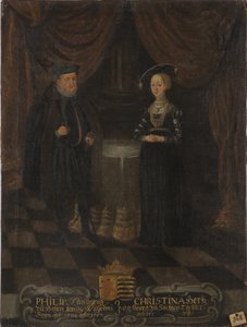 Philippe I de Hesse, dit le Magnanime et Christine de Saxe - Philip I, Landgrave of Hessen (1504-1567) and Christine of Saxony (1505-1549), Landgravine of Hessen, Anonymous . Olje på lerret. Mål: 103x79 cm. Nationalmuseum Stockholm av Unknown artist