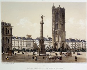 Place du Chatelet og Saint-Jacques-tårnet av Unknown artist