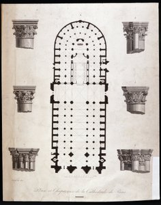 Plan og hovedsteder for katedralen Notre Dame (Notre-Dame) i Paris. 1800-tallet. av Unknown artist