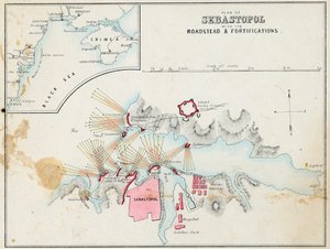 ""Kart over Sevastopol med festningsverk og voller, Krim"" av Unknown