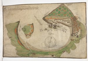 Plan over byen og havnen i San Sebastian, tegnet av Richard Poulter, juni 1585 av Unknown artist