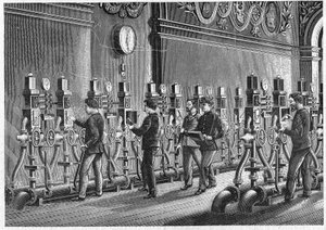 Pneumatisk postkontor, Place de la Bourse i Paris i 1888. av Unknown artist