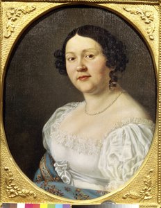 Portrett av operasangerinnen Sophia Vasilyevna Samoylova (Samoylova Chernikova) (1860-1936) (Portrett av operasangeren Sophia Vasilyevna Samoylova). Anonymt maleri, olje på lerret, slutten av 1800-tallet. Russisk kunst, romantikk. Statens teatermuseum a av Unknown artist