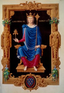 Portrett til fots av kongen av Frankrike Louis VIII løven (1187 - 1226) far til Saint Louis. Miniatyr i "" Recueil des rois de france"" av Jean Tillet av Unknown artist
