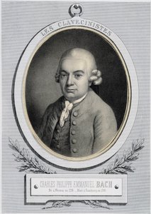 Portrett i medaljong av Charles Philippe Emmanuel Bach (1714-1788), sønn av Jean Sebastien Bach, n.d. 19. s. av Unknown artist