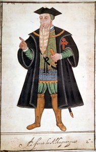 Portrett av Alphonse (Alfonso eller Afonso) av Albuquerque (1453 - 1515). Manuskript av Pedro Varretto de Resenda. Det 16. århundre. av Unknown artist