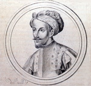 Portrett av Amedee V av Savoy sa Le Grand (1249 - 1324) (Amedeo VI di Savoia detto il Grande) i "" Genealogical History of the Royal House of Savoy" av Samuel Guichenou, Lyon 1660. av Unknown artist