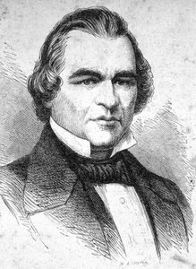 Portrett av Andrew Johnson (1808 - 1875) amerikansk statsmann - i "" The Contemporains"", n.d. slutten av 1800-tallet. av Unknown artist