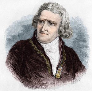Portrait of Antoine Augustin Parmentier (1737 - 1813), French military pharmacist and agronomist. Engraving from 1866. av Unknown artist
