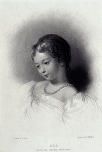 Portrett av Augusta Ada Byron (1815-1852) som ble Anna Lovelace, datter av poeten George Gordon Byron. Gravering av 1800-tallet. av Unknown artist