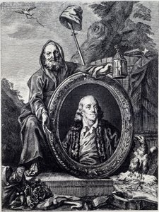 Portrait of Benjamin Franklin (1706 - 1790), American politician, memorialist, pamphletarian, and physicist av Unknown artist