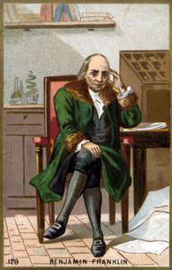 Portrait of Benjamin Franklin (1706 - 1790). Chromolithography of the late 19th century. av Unknown artist