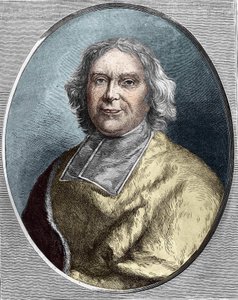 Portrait of Cardinal Fleury (1653 - 1743).André Hercule de Fleury engraving from 1866. av Unknown artist