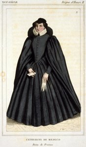 Portrett av Catherine de Medici (Caterina de Medici) (1519 - 1589), gravering tidlig på 1800-tallet. av Unknown artist