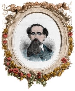 Portrett av Charles Dickens (1812-1870) engelsk romanforfatter, gravering av Unknown artist