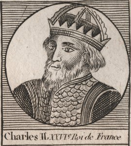 Portrett av Charles II den skallede (823-877), konge av Frankrike - Charles II (823-877) den skallede - gravering fra "Instruction sur l