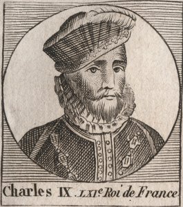Portrett av Charles IX (1550-1574), konge av Frankrike - Charles IX konge av Frankrike fra 1560 til 1574 - gravering fra "Instruction sur l