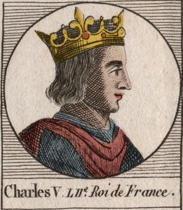 Portrait of Charles V the Sage (1338 - 1380) - Charles V the wise or Charles V the Sage, King of France from the House of Valois - engraving from “Instruction sur l