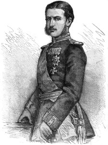 Portrett av Charles de Hohenzollern (1839-1914), gjenvinnende prins av Romania, daværende kong Charles I (Carol I) - Gravering i "" The Illustrous Journal"" av Unknown artist