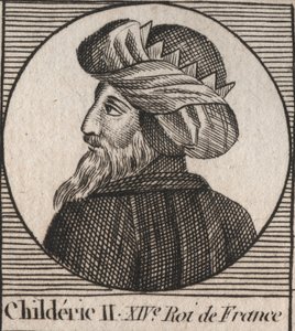 Portrett av Childeric II, kongen av frankene fra 670 til 673 - CHILDERIC II 655-675 Konge merovinger av Frankrike og Austrasia - gravering fra "" Instruction sur l