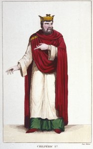 Portrett av Chilperic I (539 - 584), gravering av kongen av Neustria 1830 av Unknown artist