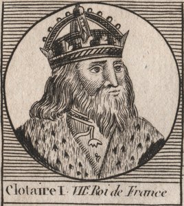 Portrett av Clothaire I (497 - 561), konge av Neustria og konge av frankerne - Clothar I, konge av frankerne - gravering fra "Instruction sur l
