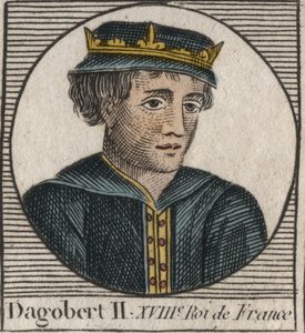 Portrett av Dagobert II, kongen av frankene fra 711 til 716 - Dagobert II (676-679), konge av Austrasia - gravering fra "Instruction sur l