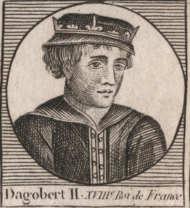 Portrett av Dagobert II, kongen av frankene av 711a 716 - Dagobert II (676-679), konge av Austrasia - gravering fra "Instruction sur l
