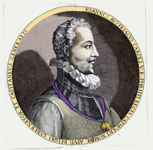 Portrett av Don Juan av Østerrike (1547-1578), uekte sønn av Charles V (1500 - 1558). Gravering av Unknown artist
