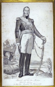 Portrett av Edouard Adolphe Casimir Joseph Mortier, hertug av Trevise (1768-1835), Marechal av Frankrike. Gravering fra 1800-tallet. av Unknown artist
