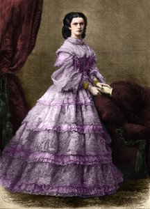 Portrett av Elisabeth de Wittelsbach (1837-1898) (sissi), impress av Østerrike (1854-1898) og dronning av Ungarn (1867-1898), Nee hertuginne i Baviere. (KEISERINNE ELISABETH AV ØSTERRIKE). Gravering av 1864. Privat samling. av Unknown artist