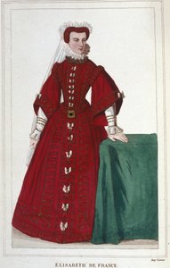 Portrett av Elisabeth av Frankrike 1545 - 1568 Datter av Henrik II og Katarina av Medici (Caterina de Medici) gravering av 1830 av Unknown artist
