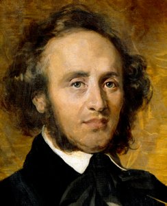 Portrett av Felix Mendelssohn Bartholdy (1809-1847) tysk komponist. av Unknown artist