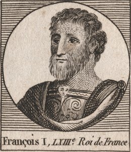 Portrett av Francois I (1494 - 1547), konge av Frankrike - Frans I, konge av Frankrike - gravering fra "Instruction sur l