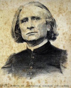 Portrait of Franz Liszt, Hungarian pianist and composer (1811 - 1886) - in “” Les Contemporains””, n.d. late 19th century. av Unknown artist