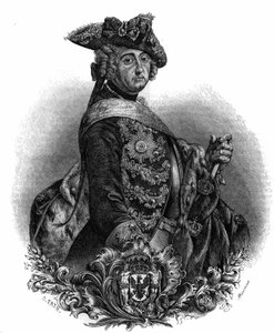 Portrett av Frederic II (1712-1786), konge av Preussen, kjent som Frederic den store. av Unknown artist