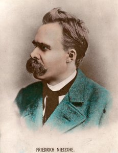 Portrett av Friedrich Nietzsche (1844 - 1900), tysk filosof. Gravering av 1800-tallet. Privat samling. av Unknown artist